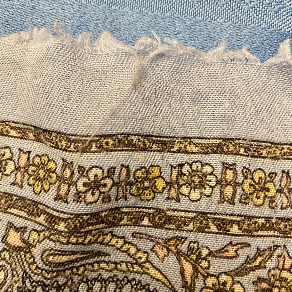 2 Scarves 1 Square Blue Yellow Paisley Scarf 1 Thin Gray Pink Floral Scarf